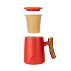 Ceramic Mug, Infuser & Lid with Wooden Handle