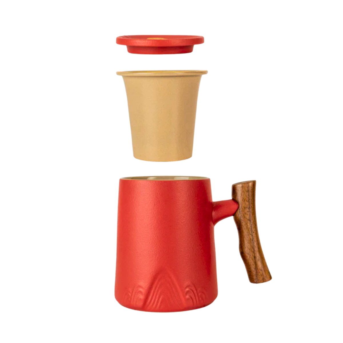 Ceramic Mug, Infuser & Lid with Wooden Handle