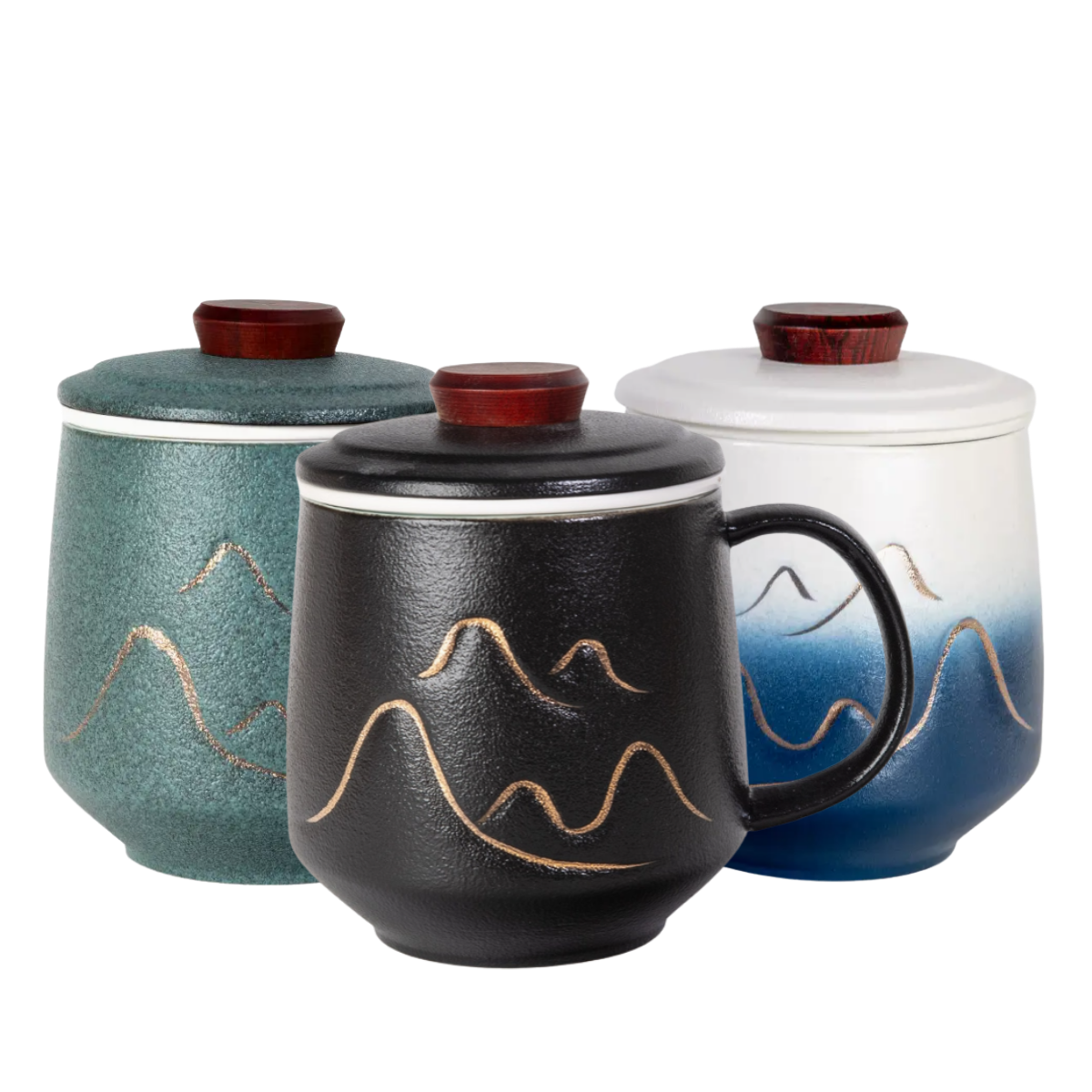 Mountain Range Ceramic Mug, Infuser & Lid