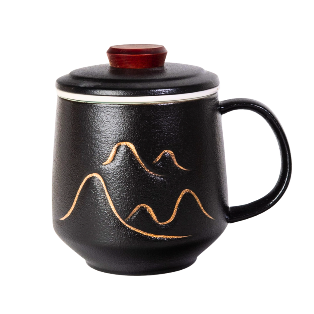 Mountain Range Ceramic Mug, Infuser & Lid