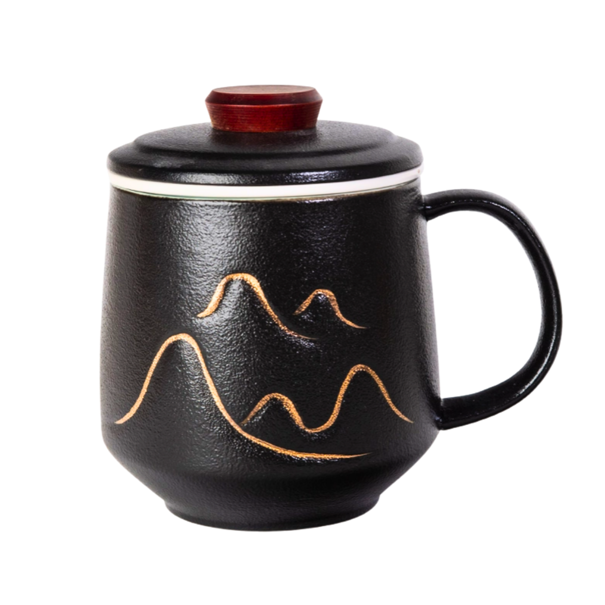 Mountain Range Ceramic Mug, Infuser & Lid