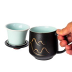 Mountain Range Ceramic Mug, Infuser & Lid