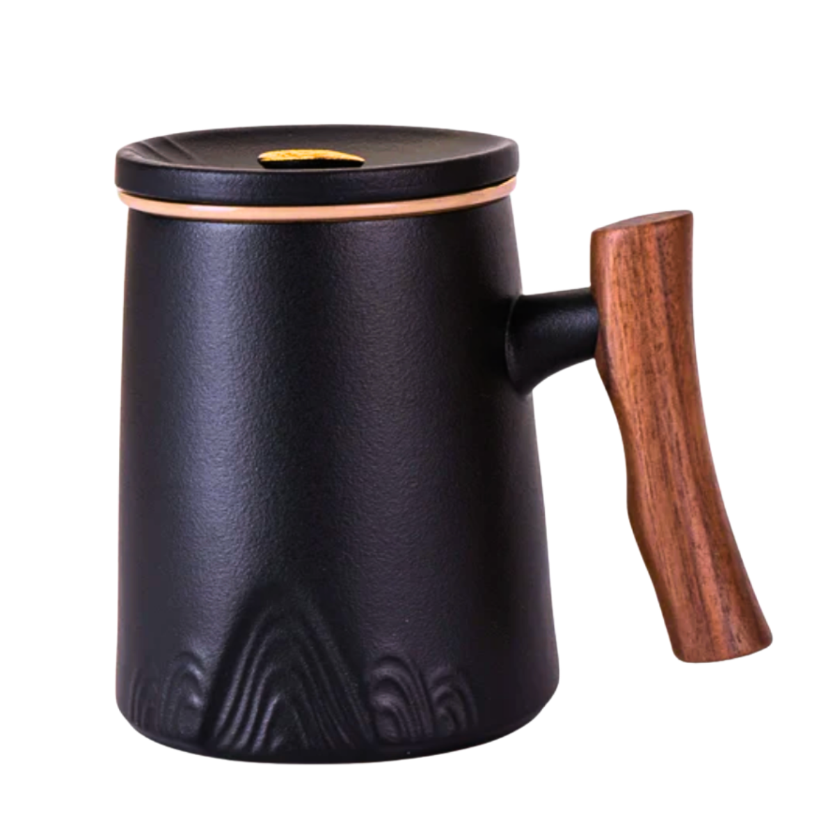 Porcelain Tea Infuser Mug — Midnight Stone | Complete Brewing Set