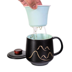 Mountain Range Ceramic Mug, Infuser & Lid
