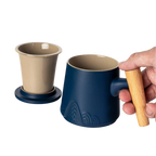 Ceramic Mug, Infuser & Lid with Slanted Wooden Handle | 12 fl oz