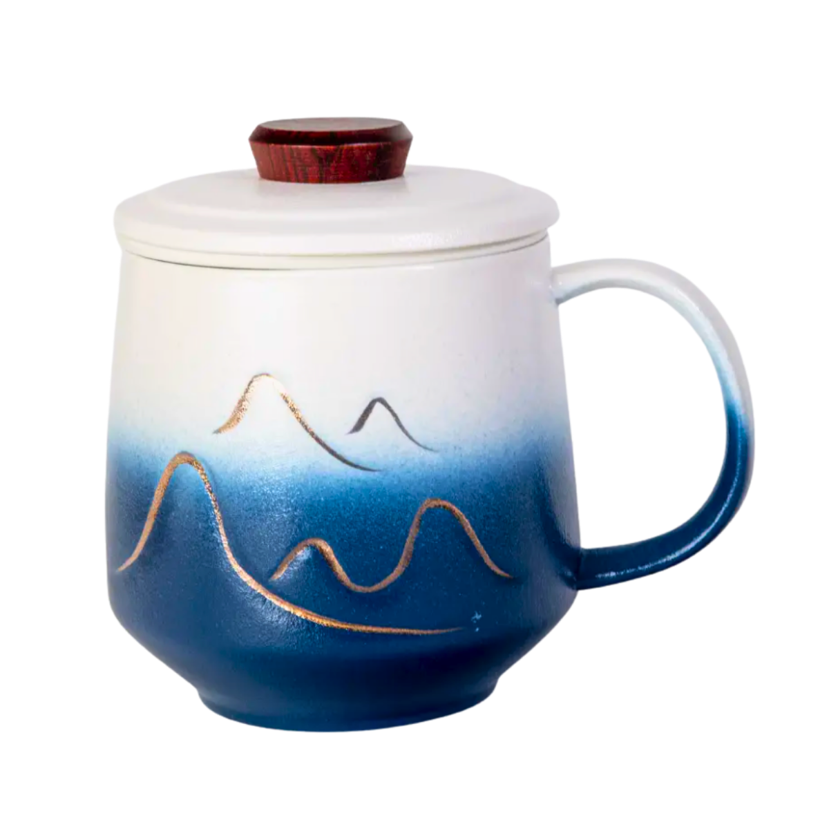 Mountain Range Ceramic Mug, Infuser & Lid