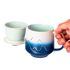 Mountain Range Ceramic Mug, Infuser & Lid