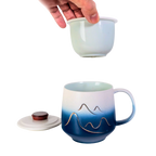 Mountain Range Ceramic Mug, Infuser & Lid