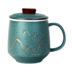 Mountain Range Ceramic Mug, Infuser & Lid
