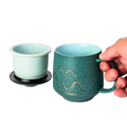 Mountain Range Ceramic Mug, Infuser & Lid