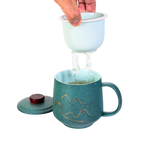 Mountain Range Ceramic Mug, Infuser & Lid