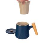 Ceramic Mug, Infuser & Lid with Slanted Wooden Handle | 12 fl oz