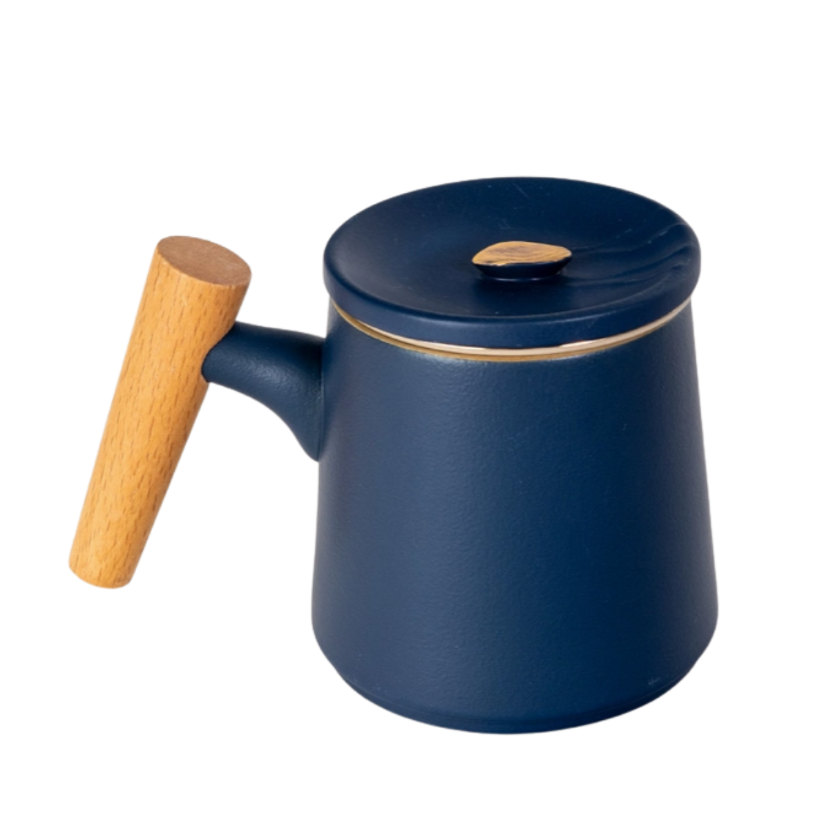 Ceramic Mug, Infuser & Lid with Slanted Wooden Handle | 12 fl oz