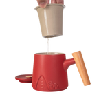 Ceramic Mug, Infuser & Lid with Slanted Wooden Handle | 12 fl oz