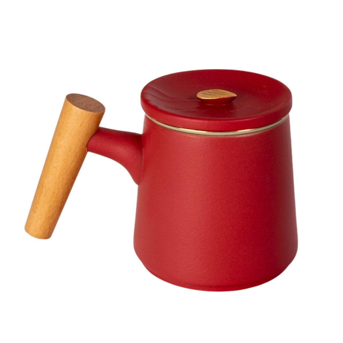 Ceramic Mug, Infuser & Lid with Slanted Wooden Handle | 12 fl oz