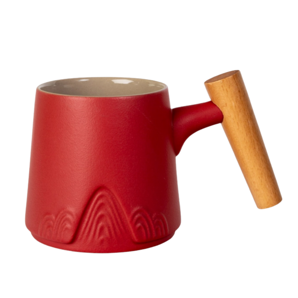 Ceramic Mug, Infuser & Lid with Slanted Wooden Handle | 12 fl oz