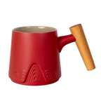 Ceramic Mug, Infuser & Lid with Slanted Wooden Handle | 12 fl oz