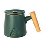 Ceramic Mug, Infuser & Lid with Slanted Wooden Handle | 12 fl oz