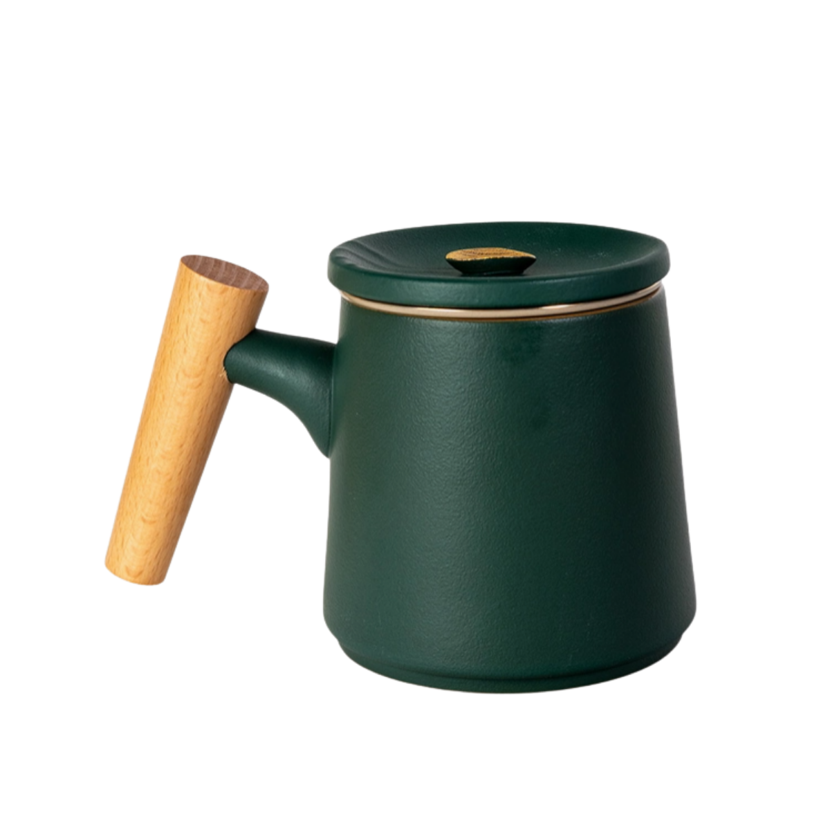Ceramic Mug, Infuser & Lid with Slanted Wooden Handle | 12 fl oz