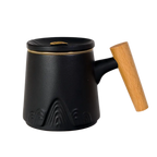 Ceramic Mug, Infuser & Lid with Slanted Wooden Handle | 12 fl oz