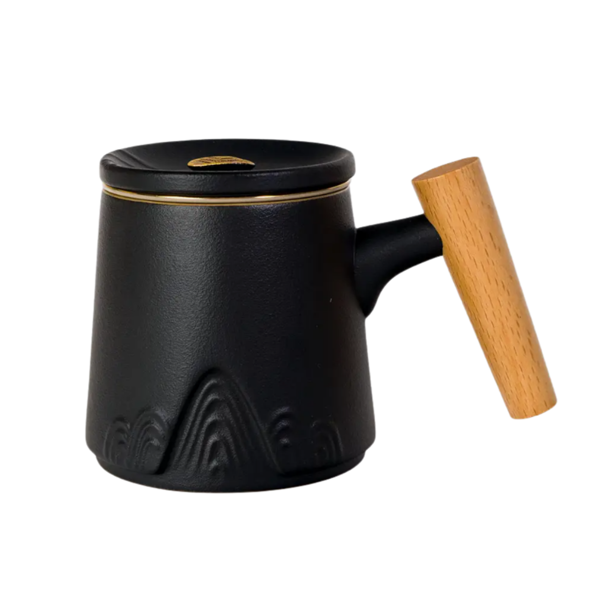 Ceramic Mug, Infuser & Lid with Slanted Wooden Handle | 12 fl oz
