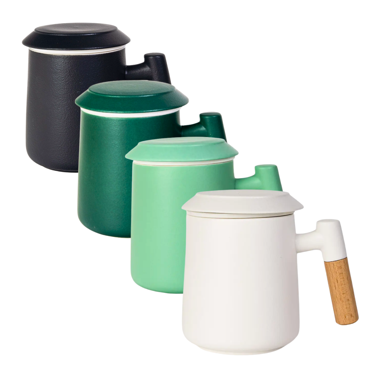 Ceramic Tea Mug, Infused & Lid with Wooden Handle | 15 fl oz
