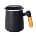 Ceramic Tea Mug, Infused & Lid with Wooden Handle | 15 fl oz