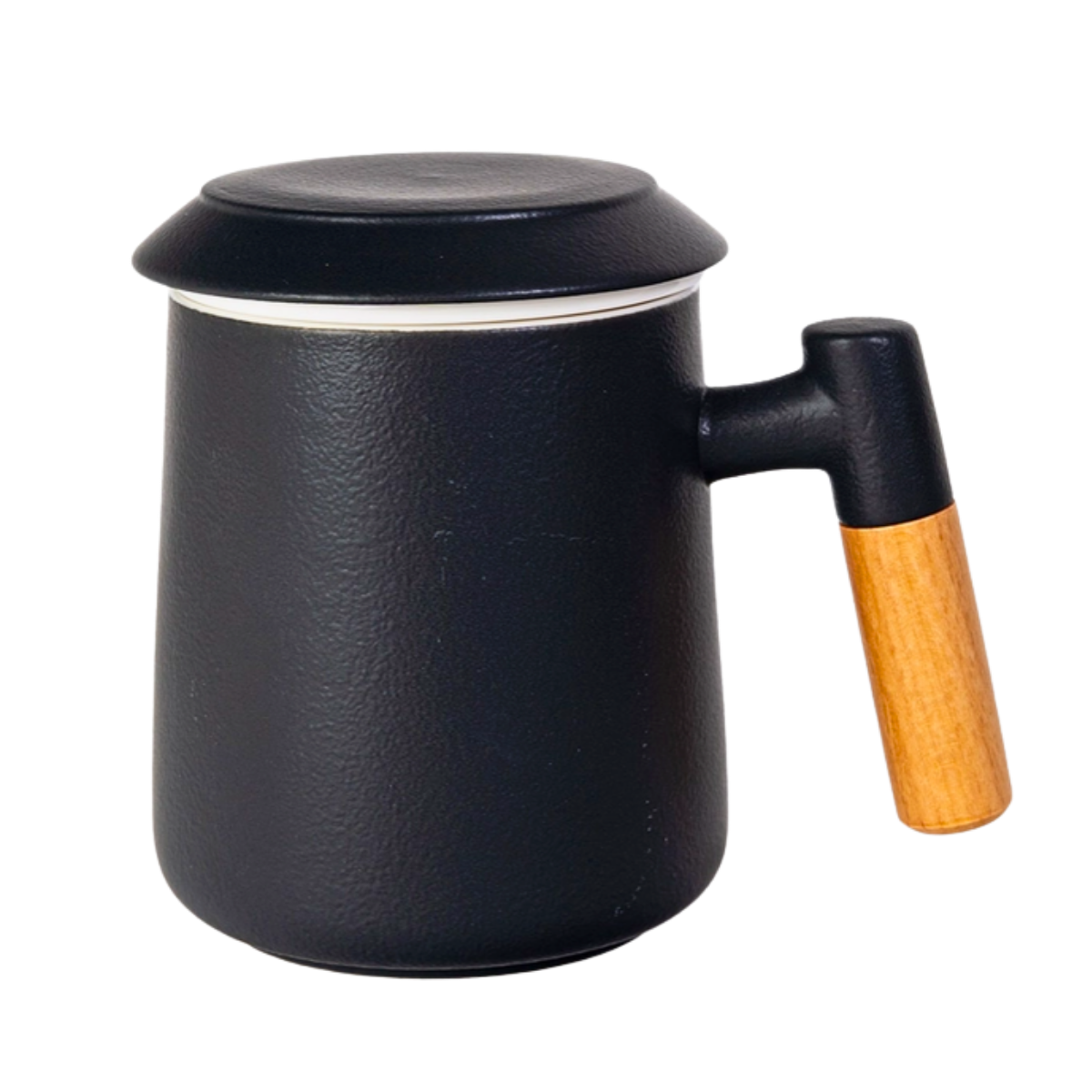 Ceramic Tea Mug, Infused & Lid with Wooden Handle | 15 fl oz
