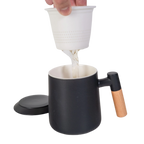 Ceramic Tea Mug, Infused & Lid with Wooden Handle | 15 fl oz