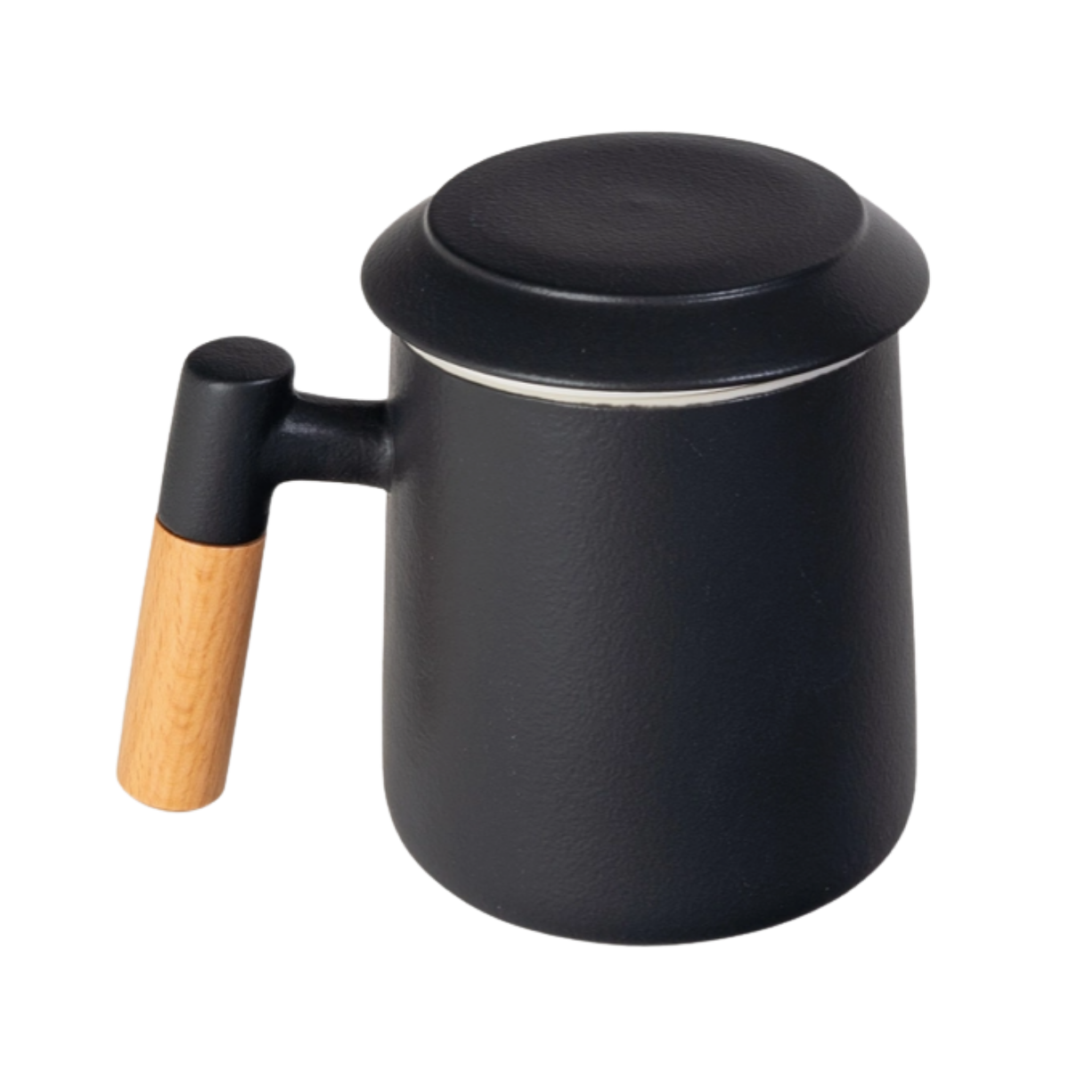 Ceramic Tea Mug, Infused & Lid with Wooden Handle | 15 fl oz