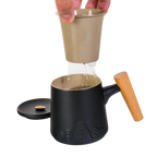 Ceramic Mug, Infuser & Lid with Slanted Wooden Handle | 12 fl oz