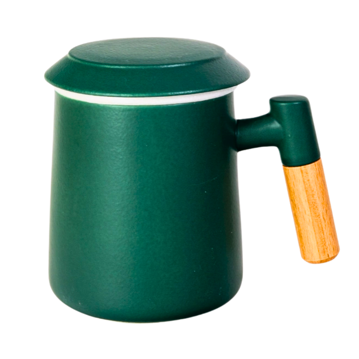 Ceramic Tea Mug, Infused & Lid with Wooden Handle | 15 fl oz