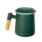 Ceramic Tea Mug, Infused & Lid with Wooden Handle | 15 fl oz
