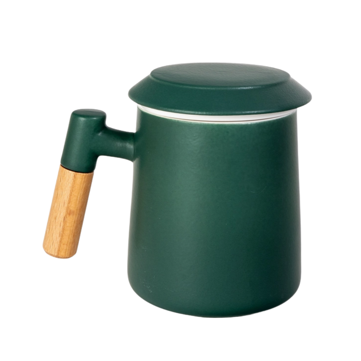 Ceramic Tea Mug, Infused & Lid with Wooden Handle | 15 fl oz