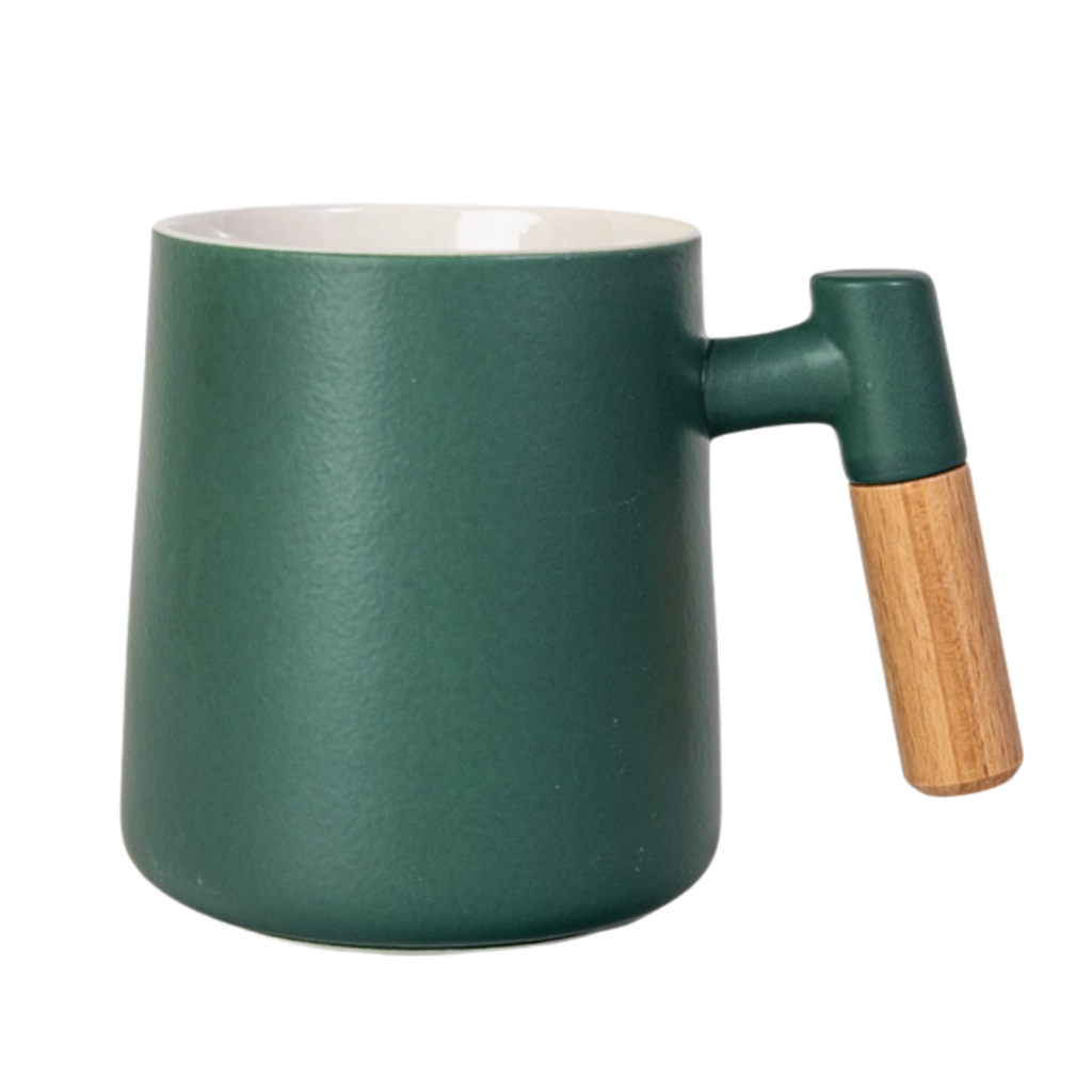 Ceramic Tea Mug, Infused & Lid with Wooden Handle | 15 fl oz