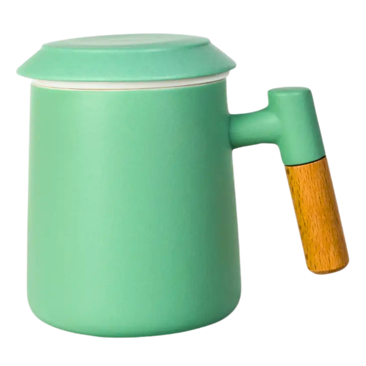 Ceramic Tea Mug, Infused & Lid with Wooden Handle | 15 fl oz