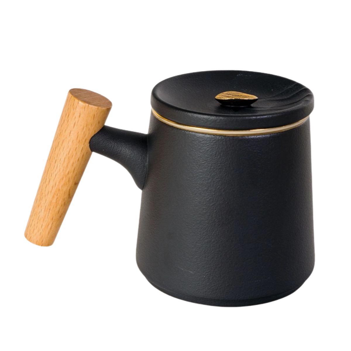 Ceramic Mug, Infuser & Lid with Slanted Wooden Handle | 12 fl oz
