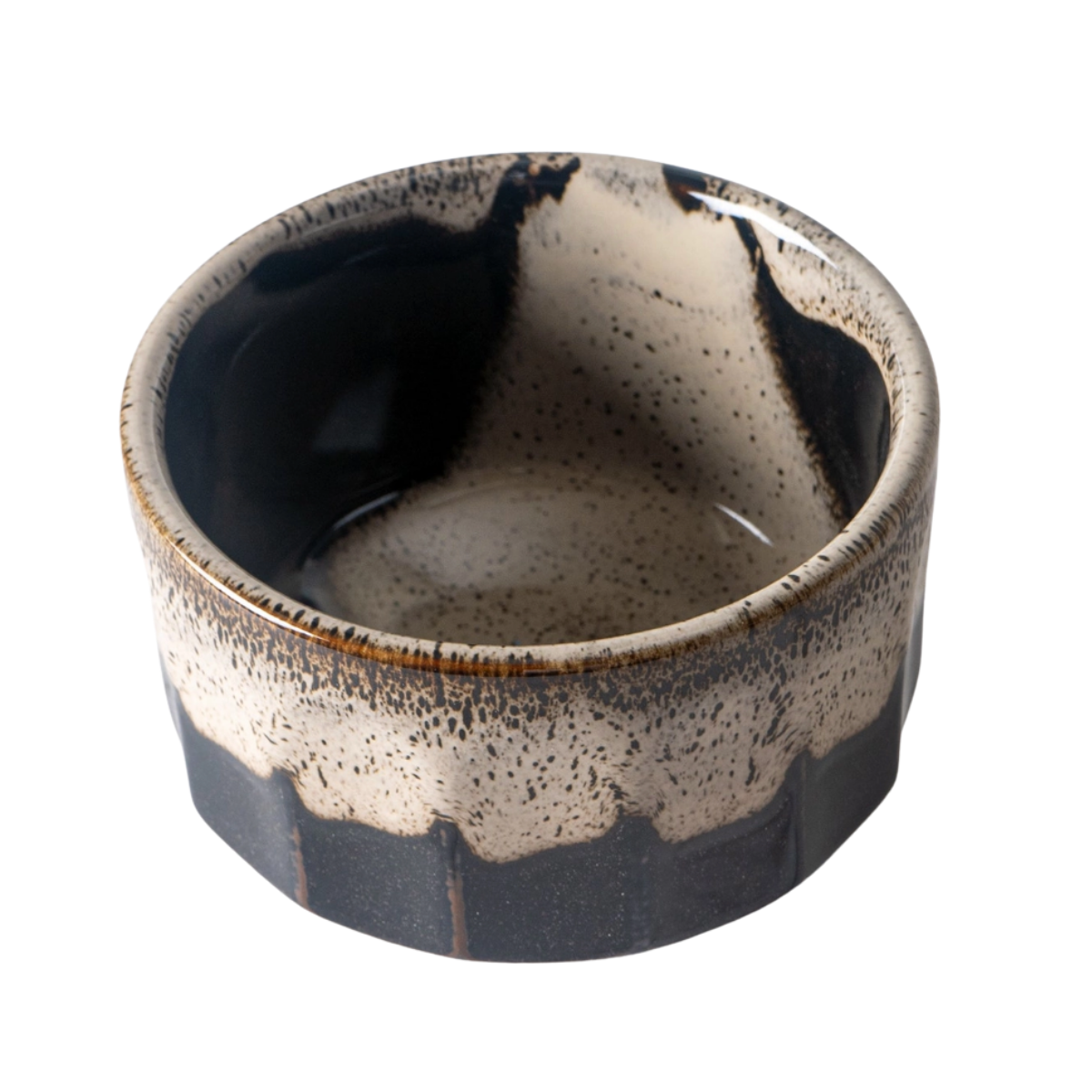 Tetradecagon Japanese Matcha Bowl | Chawan - Brown White