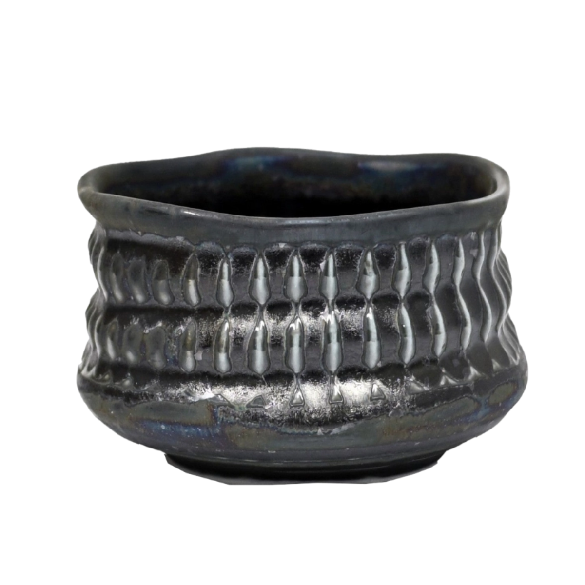 Japanese Mino Ware Mini Matcha Bowl | Chawan - Silver Metallic