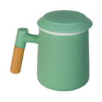 Ceramic Tea Mug, Infused & Lid with Wooden Handle | 15 fl oz