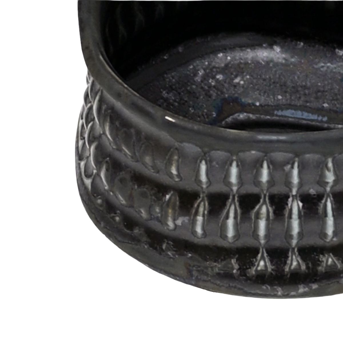 Japanese Mino Ware Mini Matcha Bowl | Chawan - Silver Metallic