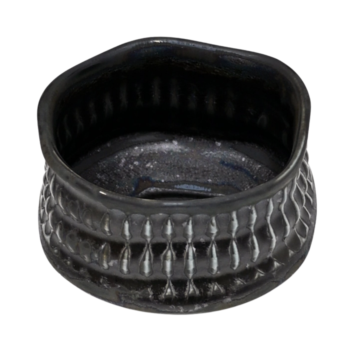 Japanese Mino Ware Mini Matcha Bowl | Chawan - Silver Metallic