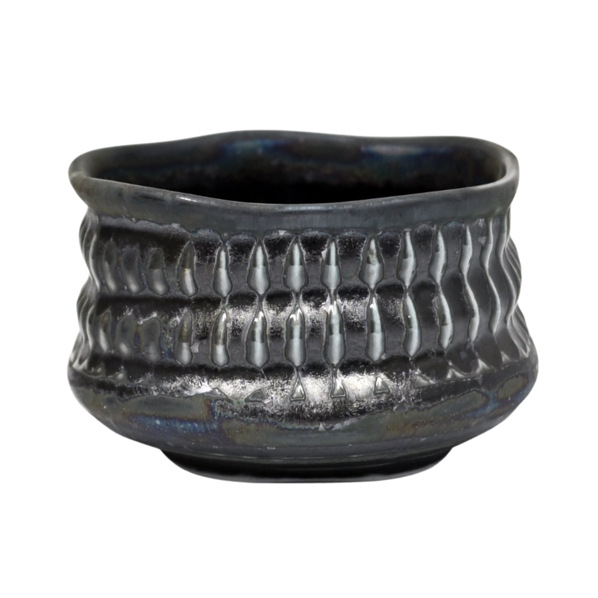 Japanese Mino Ware Mini Matcha Bowl | Chawan - Silver Metallic