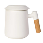 Ceramic Tea Mug, Infused & Lid with Wooden Handle | 15 fl oz