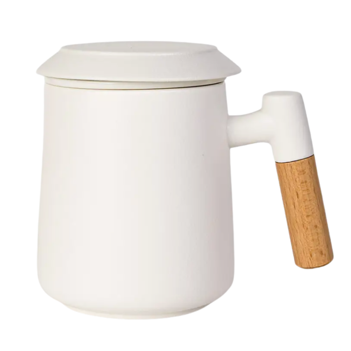 Ceramic Tea Mug, Infused & Lid with Wooden Handle | 15 fl oz