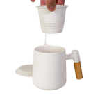 Ceramic Tea Mug, Infused & Lid with Wooden Handle | 15 fl oz