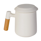 Ceramic Tea Mug, Infused & Lid with Wooden Handle | 15 fl oz