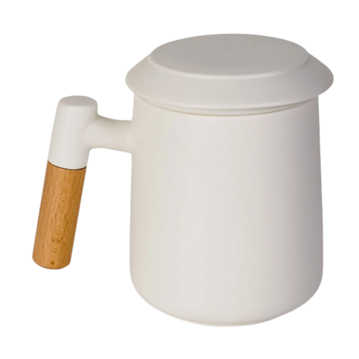 Ceramic Tea Mug, Infused & Lid with Wooden Handle | 15 fl oz