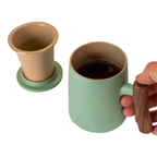 Porcelain Tea Infuser Mug — Spring Glacier | Complete Brewing Set