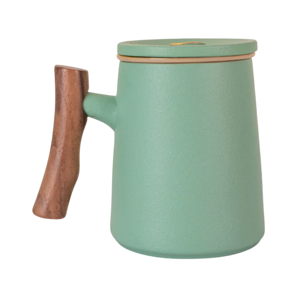 Porcelain Tea Infuser Mug — Spring Glacier | Complete Brewing Set